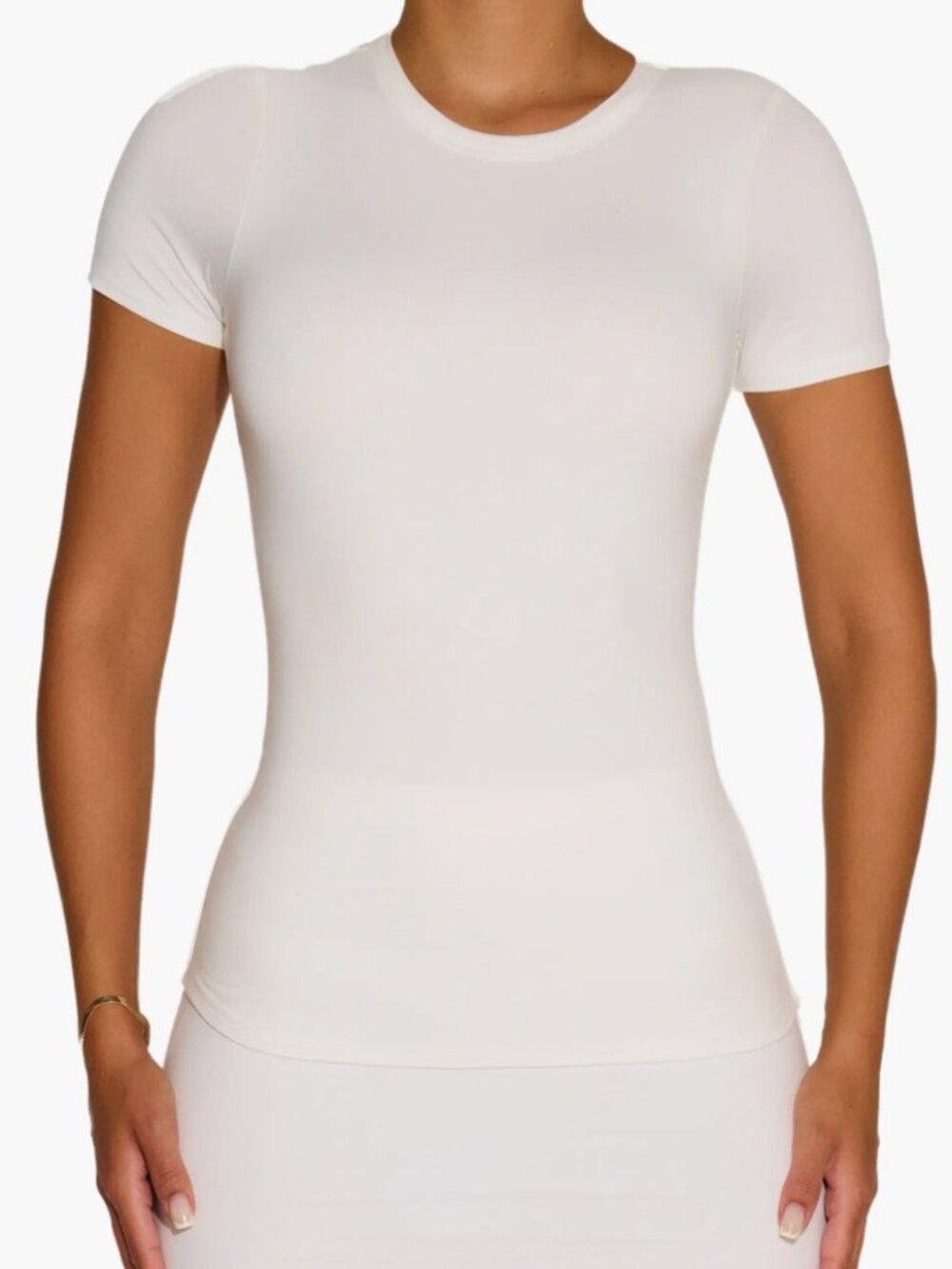 Bare Short Sleeve Crew Top N by Naked Wardrobe White Medium